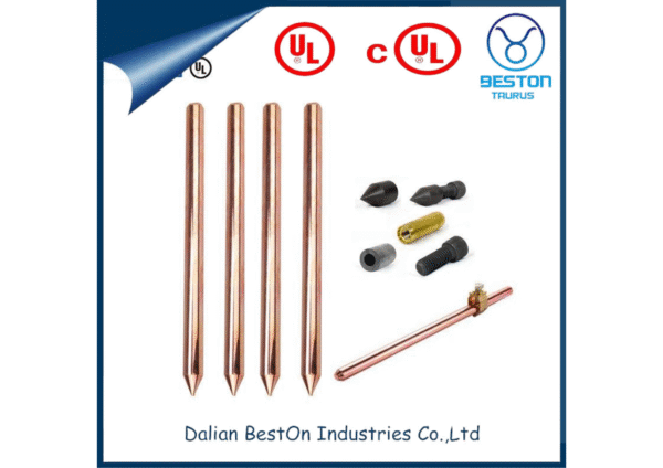 Dalian Beston UL 467 Copper Earth Rods Suppliers China 1/2" Copper Clad Steel Rod Bonded Earth Rod 1.52kg Weight Copper Bonded Ground Rod for Earthing System