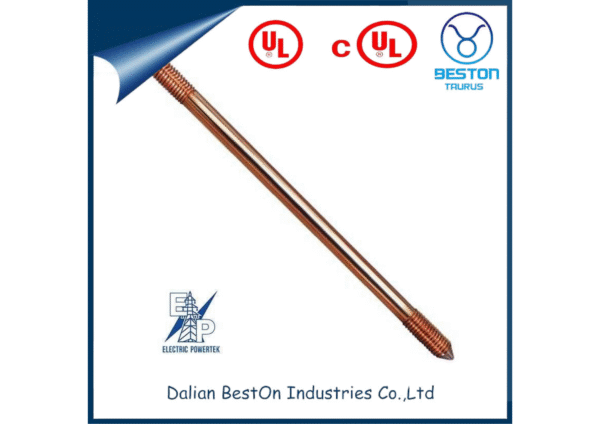 Dalian Beston Ground Earth Rods China 1/2" 5/8" 3/4" Solid Pure Copper Bonded Earth Ground Rods Suppliers Wholesale High-Quality 16mm 25mm Copper Ground Rod - Image 3