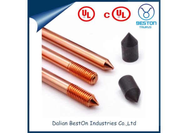 Dalian Beston UL 467 Copper Earth Rods Suppliers China 1/2" Copper Clad Steel Rod Bonded Earth Rod 1.52kg Weight Copper Bonded Ground Rod for Earthing System - Image 3