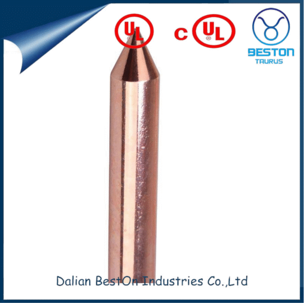 Dalian Beston ASTM C1100 Pure Copper Ground Rods China C10200 Stander Copper Earth Bus Bars Supplier High-Quality 3/4 Screw Type UL 467 Copper Ground Rod