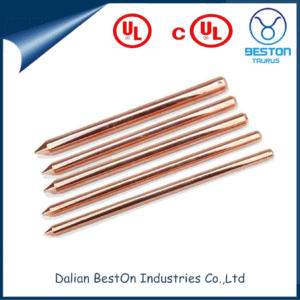 Dalian Beston Protecting Earthing Solid Copper Ground Rod China Low Price Copper Ground Rod Factory Wholesale 1200mm Length UL 467 Electric Ground Earthing Rod