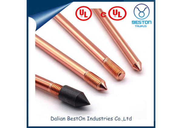 Dalian Beston UL 467 Copper Earth Rods Suppliers China 1/2" Copper Clad Steel Rod Bonded Earth Rod 1.52kg Weight Copper Bonded Ground Rod for Earthing System - Image 4