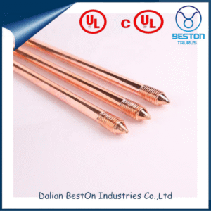 Dalian Beston OEM Customized Packing UL 467 5/8 Screw Type Copper Earth Rod China 12.7mm Diameter Copper Clad Steel Earth Rod for Grounding Rod System Material