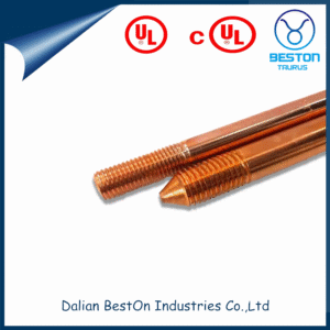 Dalian Beston Custom Electroplating Copper Grounding Rod China Copper Earth Rod Manufacturers High-Quality 99.95% Pure Copper Grade UL 467 Copper Ground Rod