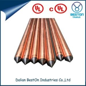 Dalian Beston 1/2" 5/8" 3/4" Copper Earthing Rod China Copper Weld Clad Steel Ground Rod Suppliers Wholesale BS En 50164-2 Standard UL 467 Clad Steel Ground Rod