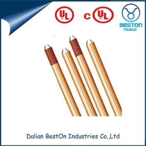 Dalian Beston Hot Sale Copper Coated Steel Grounding Rod China Different Size Copper Ground Rod Manufacturers Free Sample M20 Screw Type UL 467 Earthing Rod